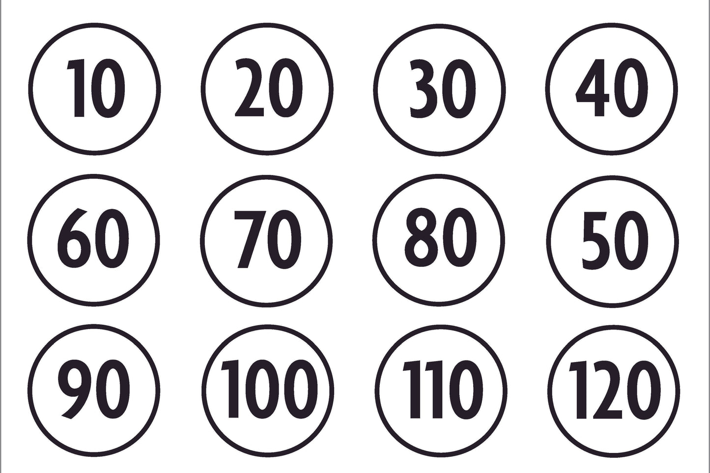 Numbered Practice Stickers