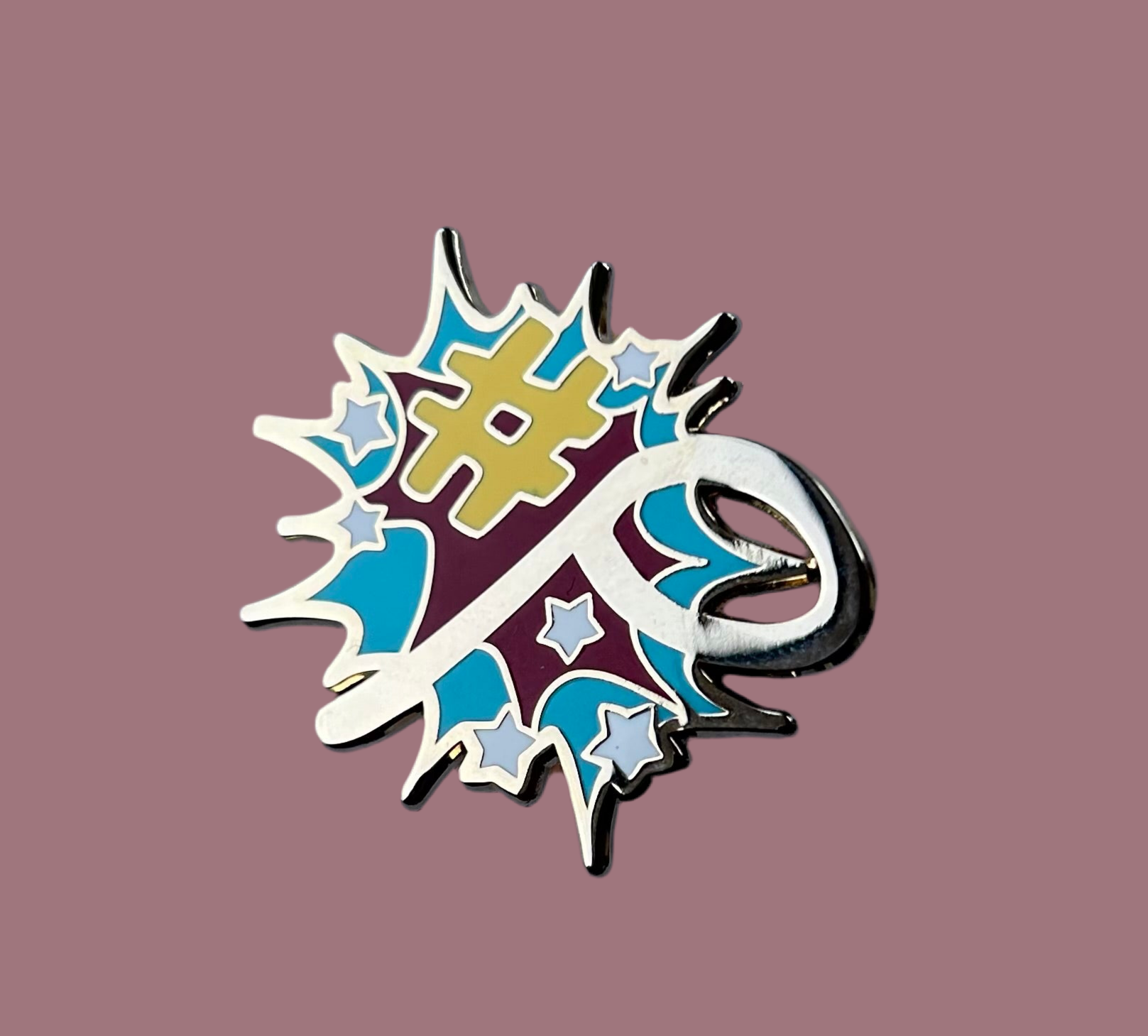 Reward pin for Piano, guitar, violin or drum lessons, has a Sharp symbol and note in gold metal.