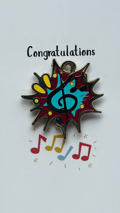 Practice Pins - 4 designs for 100 days of Music Practice for piano, guitar, violin or drum lessons